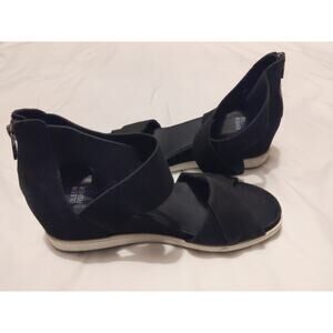 Eileen Fisher Black Sport Wedge Sandals Crossover Straps NWOB Size 8.5
